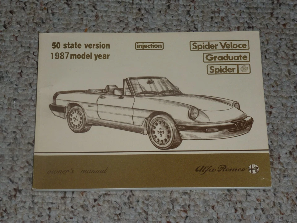 1987 Alfa Romeo Spider Veloce Graduado Conversível Proprietário Manual do Operador - Imagem 1 de 1