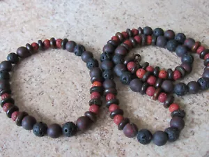 Handgefertigtes Lava, Blutstein & Büffelknochen Diffusor Unisex Armband/Halskette Set - Bild 1 von 12