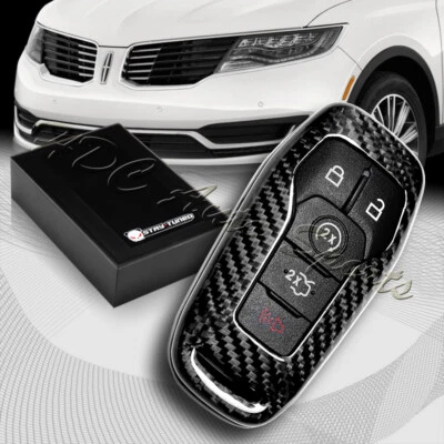 For Lincoln MKC MKX MKZ 100% Real Carbon Fiber Remote Key Shell Cover Case - Image 1 of 4