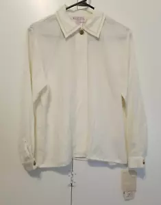 Pendleton Sophisticates Button Blouse Sz 8P Cream Beige Gold Accent Long Sleeve - Picture 1 of 9