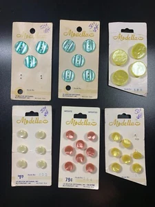 Vintage Modella Pastel Iridescent Buttons Shank and 2-Hole Blue Pink Yellow - Picture 1 of 7