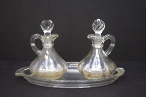 Older Glass Church Cruet Set, 2 Cruets with Tray, Vintage (CU249) chalice co - Picture 1 of 9
