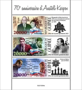 Guinea - 2021 Campione di Scacchi Anatoly Karpov - Foglio di 3 francobolli - GU210354a - Foto 1 di 1