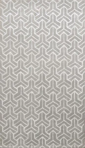 Modern Trellis Indian Wool/ Silk Area Rug Hand-tufted Gray/ Silver Carpet 5x8 ft - Picture 1 of 10