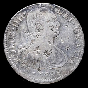 Marcas chinas 1799, 8 reales Carlos IV, como nuevas de México (FM) - 39 mm / 26,82 gr. - Imagen 1 de 4