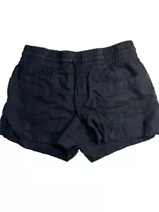 Athleta Linen Shorts Women 10 Black Cabo Linen 4" Pull On Pockets Lagenlook - Picture 1 of 7