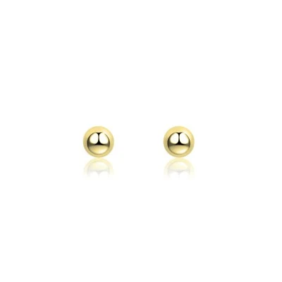 18k yellow gold 925 silver stud Screw back baby kids ball bar safe earrings 3mm - image 1 of 4