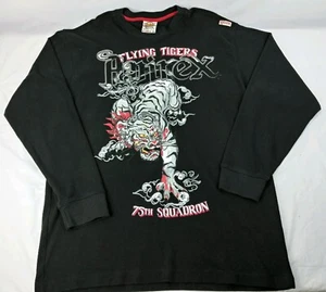Vintage Avirex Herren Waffel Shirt LS Pullover XL schwarz Flying Tigers Grafikdruck - Bild 1 von 9