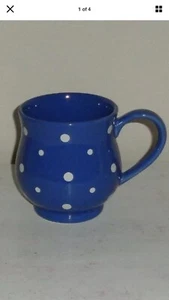 Temptations by Tara Blue W/  White Polka Dot Mug 14 Oz.  - Picture 1 of 3