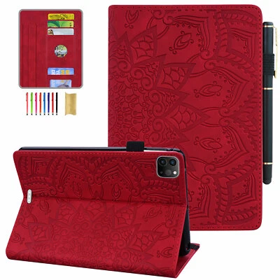 Funda tipo folio abatible de cuero con patrón retro de flores para iPad Pro 11" 12,9" 2020 Foto 1 de 4