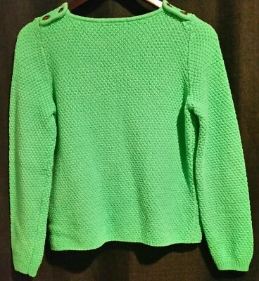 SUÉTER DE SUELO Verde 100% Algodón Tejido Peso Pesado Pullover Manga Larga Talla 10 Foto 1 de 3