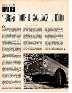 1965 FORD GALAXIE LTD 390/300-HP ~ ORIGINAL 4-PAGE ROAD TEST / ARTICLE / AD - Picture 1 of 1
