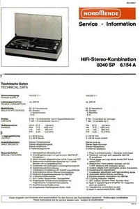 Manuale di servizio - Manuale di servizio per Nordmende 8040 SP,6.154 A - Foto 1 di 1