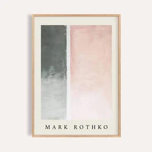 Pastel Abstract Art Print Rothko Style Pink Green Wall Poster for Decor - Picture 1 of 24