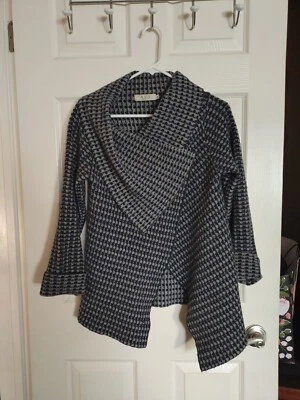 Cárdigan abrigo envolvente de mezcla de lana mediana A. Ida para mujer hecho en Italia gris negro Foto 1 de 4