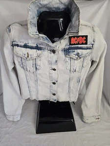ACDC Women's Denim Distressed Back Lace Patch Jacket (L) ACDC Tag - Picture 1 of 9
