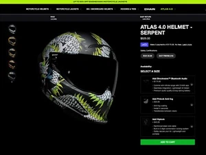 Ruroc Atlas 4.0 Carbon Motorcycle Helmet - Serpent - BRAND NEW - Size S 55-56CM - Picture 1 of 10