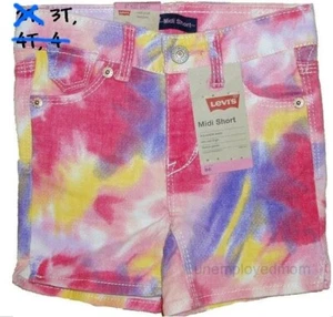 Girls Midi Shorts Stretch Summer Short Pants Trousers Seaglass Levis 3T - Picture 1 of 5