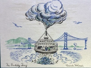 ROSINDA HOLMES THE BERKELEY FERRY LITHOGRAPH/Etching;Painting SAN FRANCISCO, CA - Picture 1 of 10