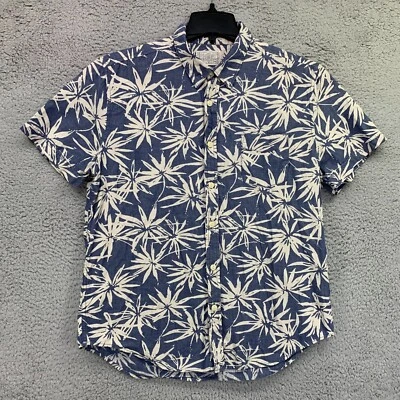 Lucky Brand Mens Hawaiian Shirt Large Blue Floral Vintage Foto 1 de 4