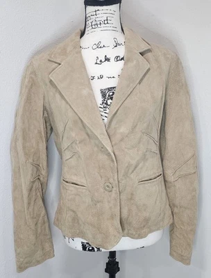 Chaqueta Blazer Wilsons Leather Máxima Para Mujer Gamuza Ajustada Forrada Beige Talla Grande Foto 1 de 4