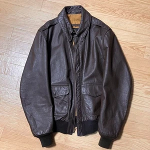 The REAL McCOY'S A-2 Flight Jacket Dark Brown Leather Size L Vintage rare retoro - Picture 1 of 7