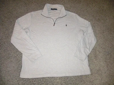 POLO Ralph Lauren Algodón Tostado Claro 1/4 Cremallera Cuello Jersey Estilo SUÉTER Hombre XL Foto 1 de 4