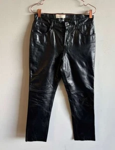 Pantalones bootcut de cuero genuino vintage Y2K GAP ajuste original para mujer negros talla 8 - Imagen 1 de 11