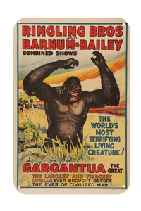 Ringling Bros Circus GARGANTUA Retro Ad Reproduction 8x12 Aluminum Metal Sign - Picture 1 of 1