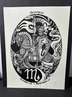 Impresión astrológica años 70 Escorpio Judy King Rieniets Foto 1 de 4