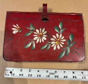 Antiguo soporte de papel colgante con forma de libro lata - Imagen 1 de 3