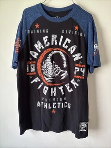 American Fighter Mens T-Shirt MICHIGAN Athletic BLACK GREY Biker MMA Large - Picture 1 of 5