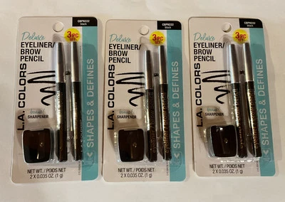 L.A. Colors Eyeliner Brow Pencils 3 Pack, 6 Pencils, 3 Sharpeners factory Sealed - Image 1 of 2