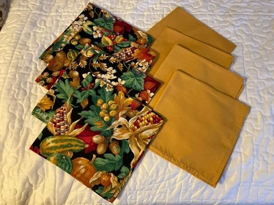 2 Sets of 4 New  Cloth Napkins Approx 12.5" Handmade Autumn Thanksgiving, 8 Tot - Image 1 of 4