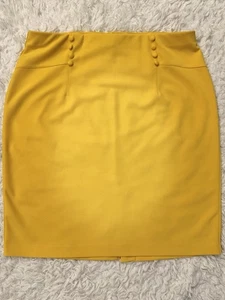 NYCC gelber Bleistiftrock Knopfdetail, 27” Länge Damen Stretch Profi - Bild 1 von 6