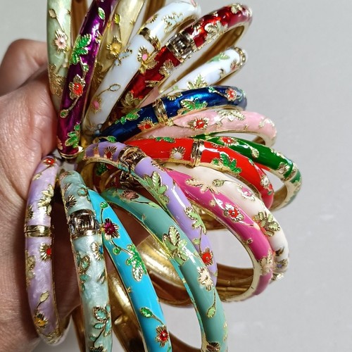 OFF WHITE Bracciale Vintage Pechino Cloisonne Floreale Stile Palazzo Cinese Smaltato