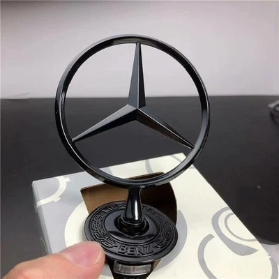 Fit For Mercedes Benz S/E/C Class Raised Emblem Badge 44mm BLACK Bonnet Hood  Foto 1 de 4