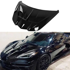 For Corvette C8 (Stingray/E-ray/Z06) Convertible 2019+ Glossy Black FRP Hood - Picture 1 of 6