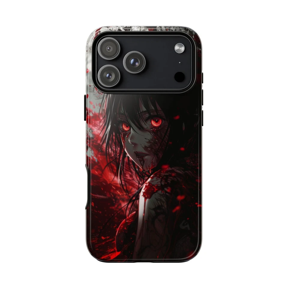 Телефон чернильный чехол для iPhone / Galaxy / Pixel - красные глаза аниме зомби девочка - Изображение 1 из 1