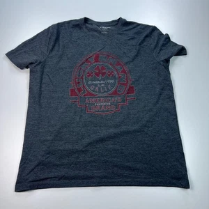Camicia uomo Lucky Brand logo grande grigia girocollo leggera preppy - Foto 1 di 7