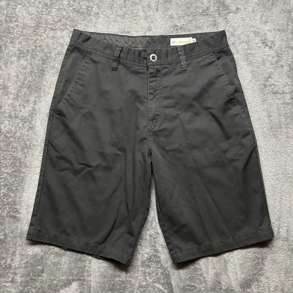 Volcom Shorts Mens 32 Black Skater Grunge Hipster Chino Flat Front - Image 1 of 4