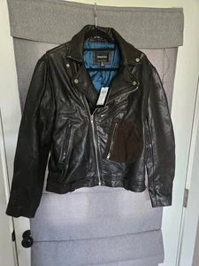 $598 Industry Republic Ropa Cuero Moto Chaqueta Marrón Hombres Talla Pequeña - Imagen 1 de 8