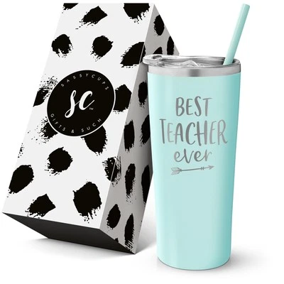 Best Teacher Ever Stainless Steel Insulated Travel Tumbler with Lid & Straw  - Image 1 of 4