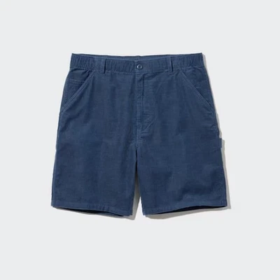 Pantalones Cortos de Pana Uniqlo Para Hombres 27-30" Azul 7" Ropa de Trabajo Utilidad Cintura Elástica Foto 1 de 4