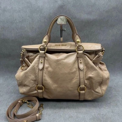 Miu Miu Vitello Lux 侧丝带双向单肩包手提包 RT0365 米色皮革 Y2K — 第 1/4 张图片