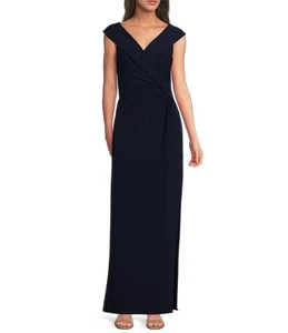 Lauren Ralph Lauren Etuikleid Hochformatkragen Flügelärmel Krepp marineblau Größe 14  - Bild 1 von 6