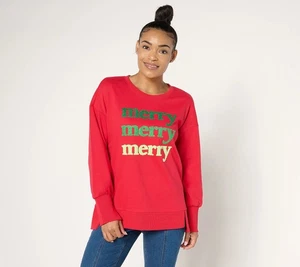 Belle by Kim Gravel Jingle Belles Merry Merry Sweatshirt Lippenstift Rot XL N - Bild 1 von 2
