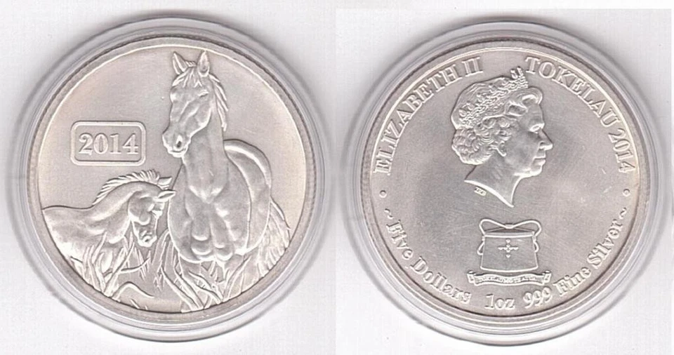 Tokelau - 5 Dollars 2014 UNC Eastern calendar - Year of the Horse Lemberg-Zp - Image 1 of 1