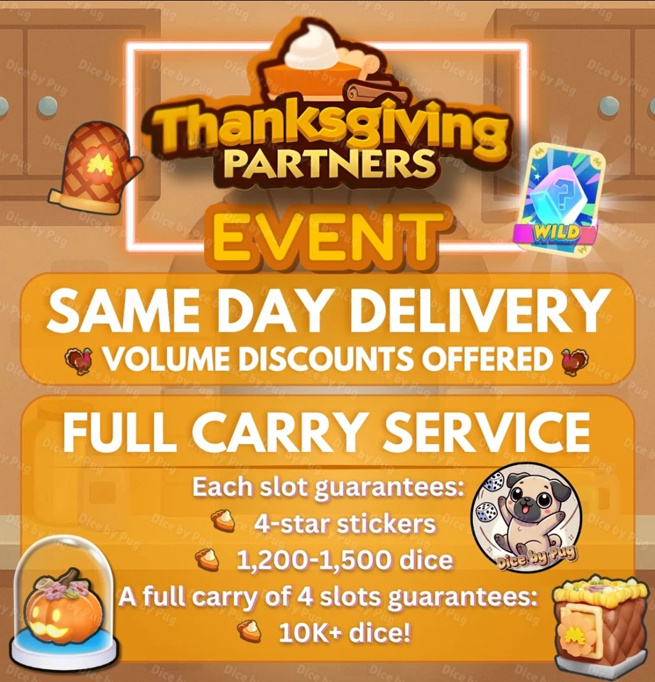 Thanksgiving Partners Event Full Carry All Slots Monopoli Go! - Best Seller ✅🔝 - Image 1 of 1