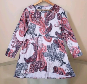 CHICO'S Top Women's 0 (Small) Tunic W/Pockets Paisley Knit Blouse - Picture 1 of 8